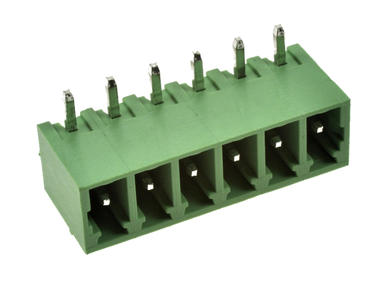 Terminal block; EDR-3.81-06P; 6 ways; R=3,81mm; 7mm; 8A; 300V; through hole; angled 90°; closed; green; KLS; RoHS; STL1550