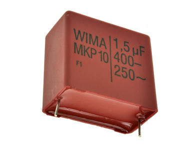 Capacitor; polypropylene; MKP; 1,5uF; 400V DC/220V AC; MKP10; MKP1G041506G00MSSD; 20%; 17x29x31mm; 27,5mm; bulk; -55...+100°C; Wima; RoHS