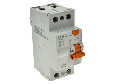 RC Circuit breaker; DBFI 40/030/2; 40A; 230V AC; 0,03A; 2 ways; AC; DIN rail mounted; screw; AEG; RoHS