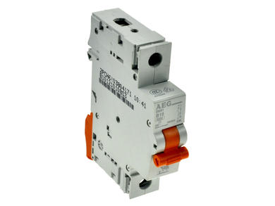 Over current breaker; DE91B10; 10A; 230V AC; 1 way; B; DIN rail mounted; screw; AEG; RoHS