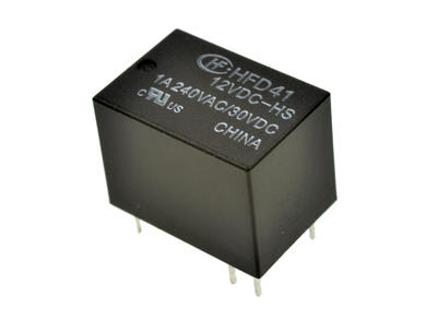 Przekaźnik; elektromagnetyczny miniaturowy; HFD41-012-HS (HM4100F); 12V; DC; 1 styk przełączny; 1A; 240V AC; 1A; 30V DC; do druku (PCB); Hongfa; RoHS