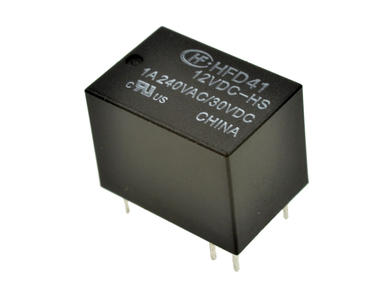 Przekaźnik; elektromagnetyczny miniaturowy; HFD41-012-HS (HM4100F); 12V; DC; 1 styk przełączny; 1A; 240V AC; 1A; 30V DC; do druku (PCB); Hongfa; RoHS Przekaźnik; elektromagnetyczny miniaturowy; HFD41-012-HS (HM4100F); 12V; DC; 1 styk przełączny; 1A; 240V AC; 1A; 30V DC; do druku (PCB); Hongfa; RoHS