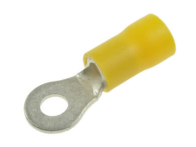 Cord end terminal; M4; ring; insulated; KOIM4Y; yellow; straight; for cable; 4÷6mm2; tinned; crimped