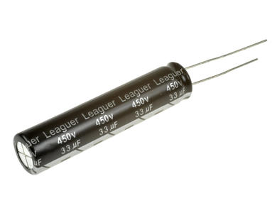 Kondensator; elektrolityczny; 33uF; 450V; RTXZ; RTXZ2W330M1045; fi 10x45mm; 5mm; przewlekany (THT); luzem; Leaguer; RoHS
