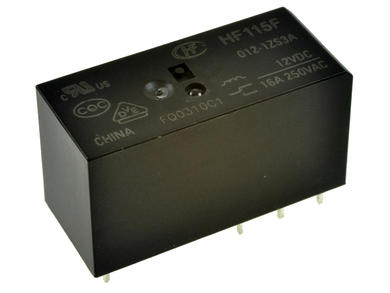 Relay; electromagnetic miniature; HF115F-012-1ZS3A (JQX115); 12V; DC; SPDT; 16A; 250V AC; PCB trough hole; for socket; Hongfa; RoHS