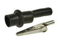 Crocodile clip; 27.718.2; black; 63,5mm; pluggable (4mm banana socket); nickel plated steel; Amass; RoHS; 8.104