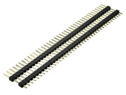 Pin header; pin; PLS40S-19,4; 2,54mm; black; 1x40; straight; double deck; 10,4mm; 3/6mm; through hole; gold plated; RoHS