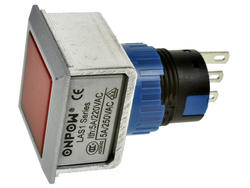 Przełącznik; przyciskowy; LAS1-AWF-11/R; ON-(ON); czerwony; bez podświetlenia; do lutowania; 2 pozycje; 5A; 250V AC; 25x25mm; 40mm; Onpow