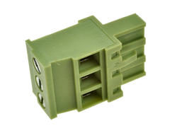 Terminal block; XY2500F-AV-03P; 3 ways; R=5,00mm; 25,8mm; 12A; 300V; for cable; straight; square hole; slot screw; screw; horizontal; 2,5mm2; green; Xinya; RoHS