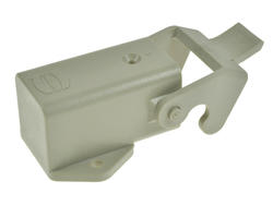 Connector housing; Han A; 09200030820; 3A; plastic; angled 90°; for panel; with single locking lever; grey; IP65; Harting; RoHS