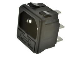 Plug; AC power; IEC C14 IBM; T0717-1-PW; straight; for panel; snap; with fuse holder; 10A; 250V; 6,3x0,8mm connector; Bulgin; RoHS