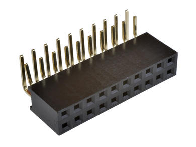 Socket; pin; PBD20R; 2,54mm; black; 2x10; angled 90°; 8,5mm; 4mm; through hole; gold plated; RoHS