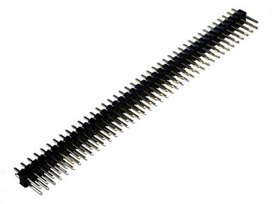 Pin header; pin; PLD80S; 2,54mm; black; 2x40; straight; 2,5mm; 3/6,1mm; through hole; gold plated; RoHS