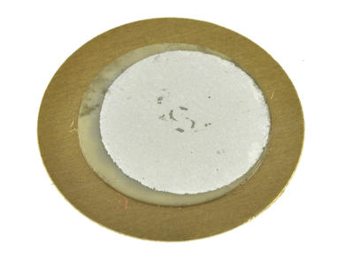 Piezoelectric buzzer; FT-15T-3.4A1; dia. 14mm; 3,3kHz; surface mounted (SMD); extern driven; brass; diaphragm; 0,5mm; 26nF