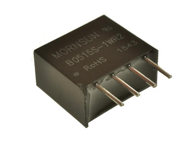 Power Inverter; B0515S-1WR3; DC/DC converter; 5V (4,5÷5,5)V; DC; 15V; DC; 67mA; 1W; insulated; 1,5kV; SIL4; through hole (THT); Mornsun; RoHS