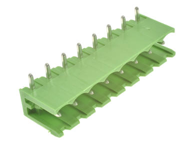 Terminal block; STL950/08-5-H; 8 ways; R=5,00mm; 7,9mm; 15A; 300V; through hole; angled 90°; open; green; PTR Messtechnik; RoHS