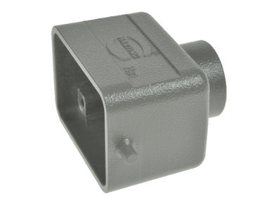 Connector housing; Han A; 09300061440; 6B; metal; straight; for cable; entry for PG13,5 cable gland; for single locking lever; top single cable entry; grey; IP65; Harting; RoHS