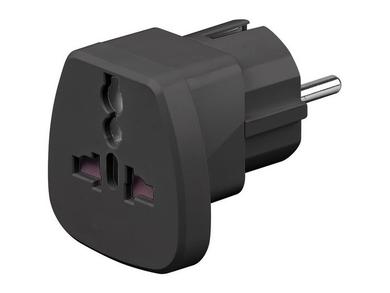 Adapter wtyk / gniazdo; zasilające AC; CEE 7/7-GLOBAL; ADAP-CEE7/7-B; proste; wciskane; 13A; 230V; Goobay; RoHS