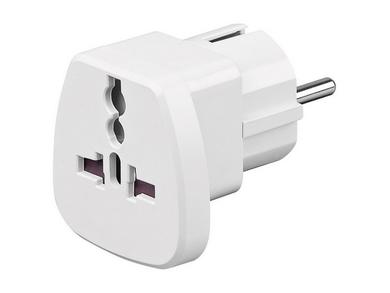 Adapter plug / socket; AC power; CEE 7/7-GLOBAL; ADAP-CEE7/7-W; straight; snap; 13A; 230V; Goobay; RoHS