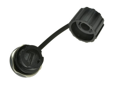 Socket; USB A; 17-200161; 4 ways; for panel; screw; straight; black; bayonet; plug-in; gold plated; 100V; 1,5A; IP67; PBT; Conec; RoHS