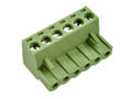 Terminal block; XY2500F-B-06P; 6 ways; R=5,08mm; 18,3mm; 12A; 300V; for cable; angled 90°; square hole; slot screw; screw; vertical; 2,5mm2; green; Xinya; RoHS