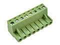 Terminal block; XY2500F-A-08P; 8 ways; R=5,00mm; 18mm; 12A; 300V; for cable; angled 90°; square hole; slot screw; screw; vertical; 2,5mm2; green; Xinya; RoHS