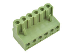 Terminal block; XY2500F-A-06P; 6 ways; R=5,00mm; 18mm; 12A; 300V; for cable; angled 90°; square hole; slot screw; screw; vertical; 2,5mm2; green; Xinya; RoHS