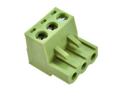 Łączówka; XY2500F-B-03P; 3 tory; R=5,08mm; 18,3mm; 12A; 300V; na przewód; kątowe 90°; otwór kwadratowy; śruba prosta; śrubowy; pionowy; 2,5mm2; zielony; Xinya; RoHS