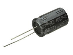 Kondensator; elektrolityczny; 2200uF; 25V; RT1; fi 13x21mm; 5mm; przewlekany (THT); luzem; RoHS