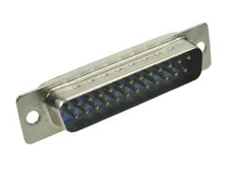 Plug; D-Sub; Canon 25p; 25 ways; for cable; solder; straight; blue; plastic; screwed; RoHS