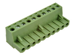 Terminal block; XY2500F-B-10P; 10 ways; R=5,08mm; 18,3mm; 12A; 300V; for cable; angled 90°; square hole; slot screw; screw; vertical; 2,5mm2; green; Xinya; RoHS