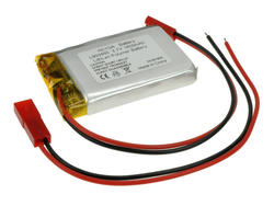 Rechargeable battery; Li-Po; 903450; 3,7V; 1600mAh; 9x34x50mm; PCM protection; connector + socket 2,54*2pins; AKYGA; RoHS