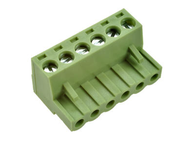 Terminal block; XY2500F-B-06P; 6 ways; R=5,08mm; 18,3mm; 12A; 300V; for cable; angled 90°; square hole; slot screw; screw; vertical; 2,5mm2; green; Xinya; RoHS