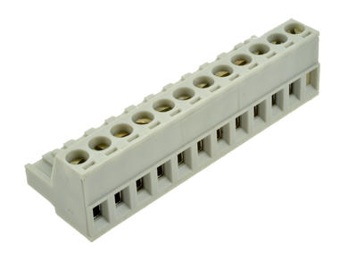 Terminal block; SH12-5,08-GY/AKZ950 12-5,08; 12 ways; R=5,08mm; 18,85mm; 12A; 250V; for cable; angled 90°; square hole; slot screw; screw; vertical; 2,5mm2; grey; Euroclamp; RoHS