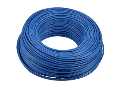 Wire; equipment; H05V-K (LgY); 1 core; stranded; Cu; 0,35mm2; blue; PVC; -40...+70°C; 300/500V; 100m reel; Texsim; RoHS; 2,4mm; 1x0,35mm2