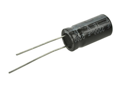 Kondensator; elektrolityczny; 2200uF; 16V; RT1; fi 10x20mm; 5mm; przewlekany (THT); luzem; RoHS