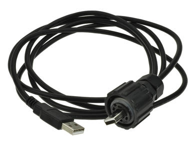 Plug with cable; USB A; 17-200231; 4 ways; straight; black; bayonet; with 2m cable; gold plated; 100V; 1,5A; IP20 / IP67; PBT; Conec; RoHS
