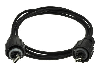Plug with cable; USB A; 17-200281; 5 ways; straight; black; bayonet; with 2m cable; gold plated; 100V; 1,5A; IP67; PBT; Conec; RoHS