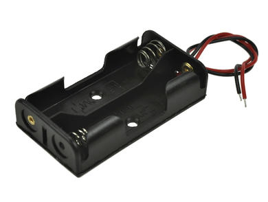 Battery holder; BC206; 2xR6(AA); with 100mm cable; container; black; R6 AA