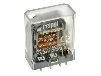 Przekaźnik; elektromagnetyczny przemysłowy; R2M-2012-23-5024; 24V; AC; 2 styki przełączne; 5A; do gniazda; Relpol; RoHS