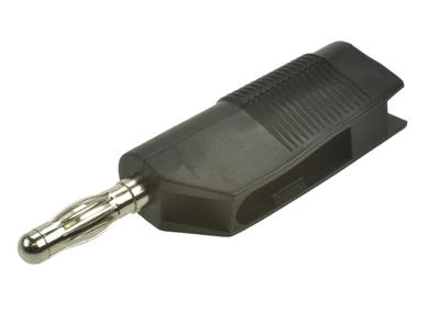 Banana plug; 4mm; 25.403.2; black; 53mm; pluggable (4mm banana socket); screwed; 32A; 60V; nickel plated brass; PE; Amass; RoHS