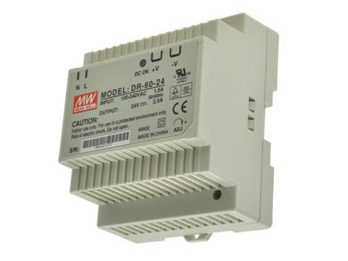 Power Supply; DIN Rail; DR-60-24; 24V DC; 2,5A; 60W; LED indicator; Mean Well