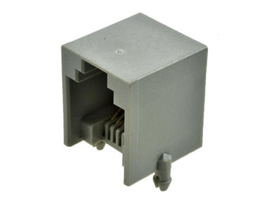 Socket; RJ12 6p6c; 9612-6603u; through hole; angled 90°; grey; latch; RoHS