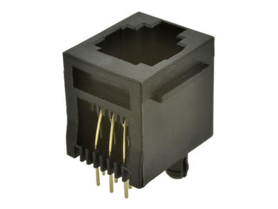 Socket; RJ12 6p6c; 9607-6613u; through hole; vertical; straight; black; latch; RoHS