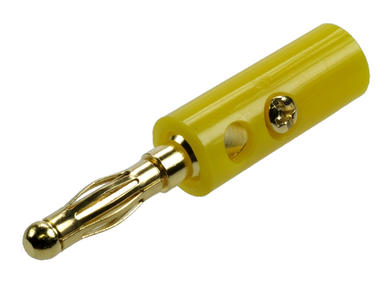 Banana plug; 4mm; 25.419.3; yellow; 41mm; pluggable (4mm banana socket); screwed; 32A; 60V; nickel plated brass; ABS; Amass; RoHS