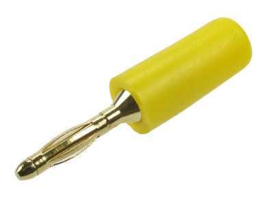 Banana plug; 2mm; 25.203.3; yellow; 26,5mm; solder; 10A; 60V; gold plated brass; PE; Amass; RoHS