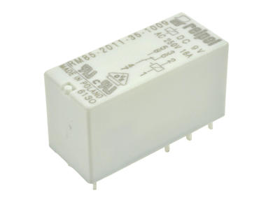 Relay; electromagnetic miniature; RM85-2011-35-1009; 9V; DC; SPDT; 16A; 250V AC; 16A; 24V DC; PCB trough hole; for socket; Relpol; RoHS
