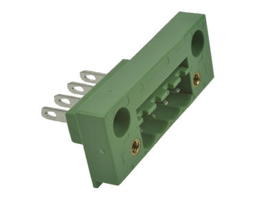 Terminal block; 2CDGB-5.08/04; 4 ways; R=5,08mm; 27,2mm; 15A; 300V; for panel; straight; bolted; closed; solder; green; Degson; RoHS