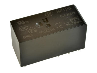 Relay; electromagnetic miniature; HF115F-024-2ZS4B (JQX115); 24V; DC; DPDT; 8A; 250V AC; PCB trough hole; for socket; Hongfa; RoHS