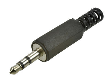 Plug; jack 3,5; WJ-3,5SP; stereo; straight; plastic; black; for cable; solder